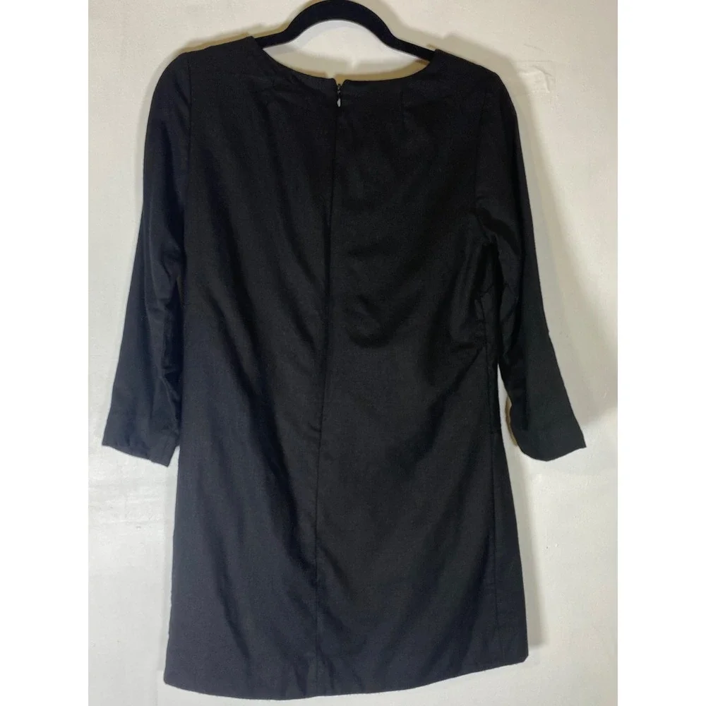 J.Crew 4 Black Shift Dress 3/4‎ Sleeve Pockets Career Minimalist Preppy Academia